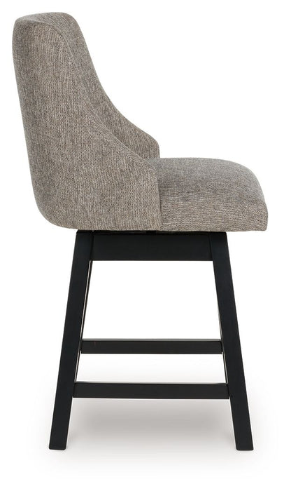 Neymorton - Dark Grayish Brown - Upholstered Swivel Barstool (Set of 2)