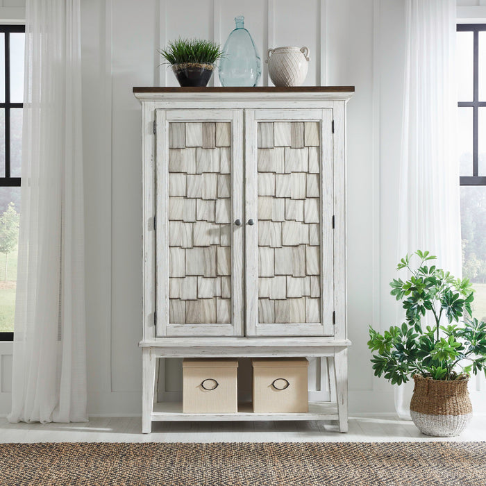River Place - Bar Cabinet - Riverstone White & Tobacco