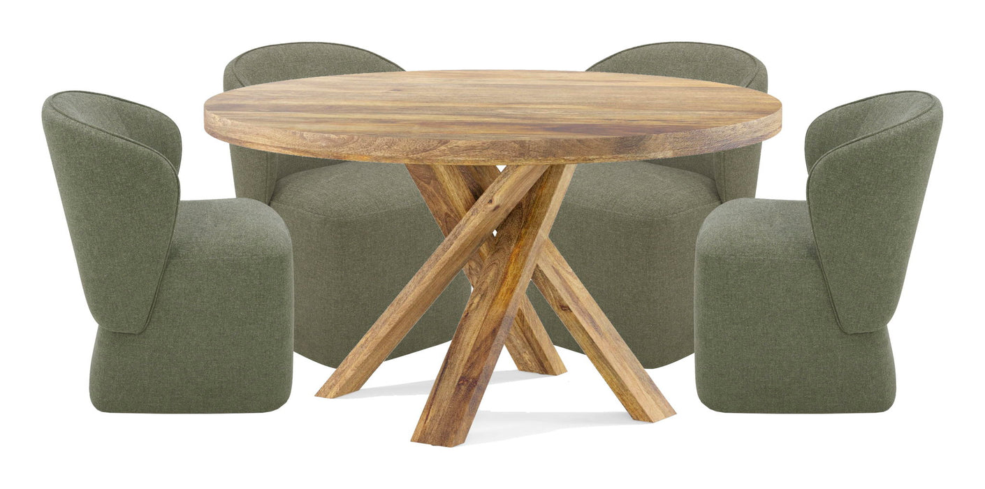 Crossings - Downtown Round Dining Table With 4 Upholstered Chairs - Amber & Gray