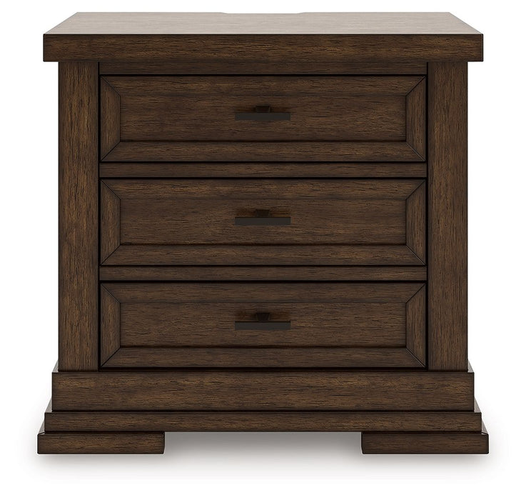 Taffenbrook - Medium Brown - Three Drawer Night Stand