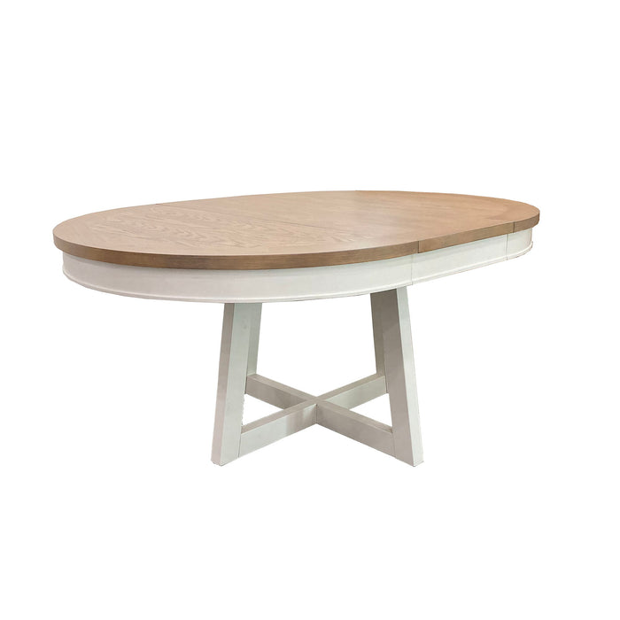 Americana Modern Dining - Round Dining Table And 4 Black Barrel Chairs - Cotton