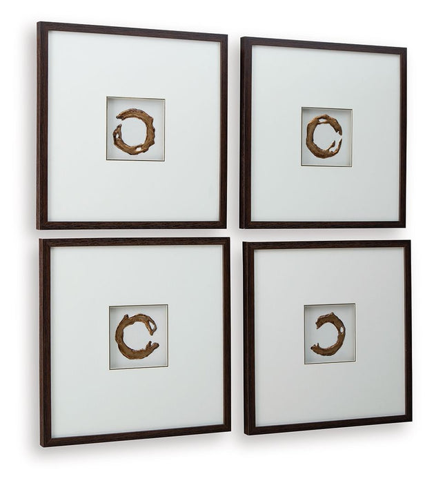 Dallbourne - White / Gold Finish - Wall Art Set (Set of 4)