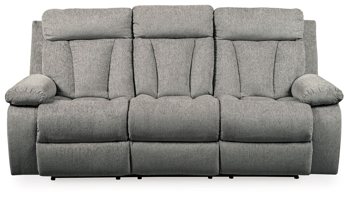 Mitchiner - Fog - Rec Sofa W/Drop Down Table