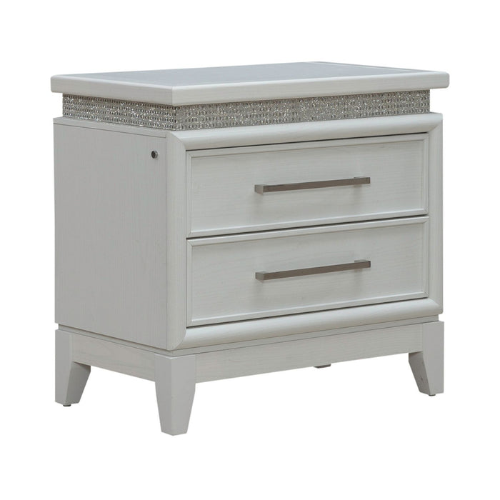 Reflections - Nightstand With Lights and Charging Station - White