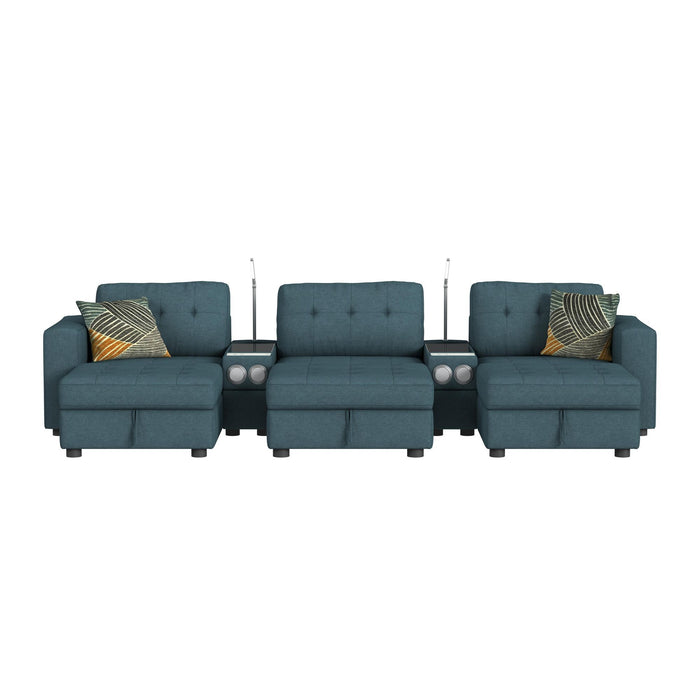 Options One - Living Room Set Sectional With Media Console And 3 Ottomans