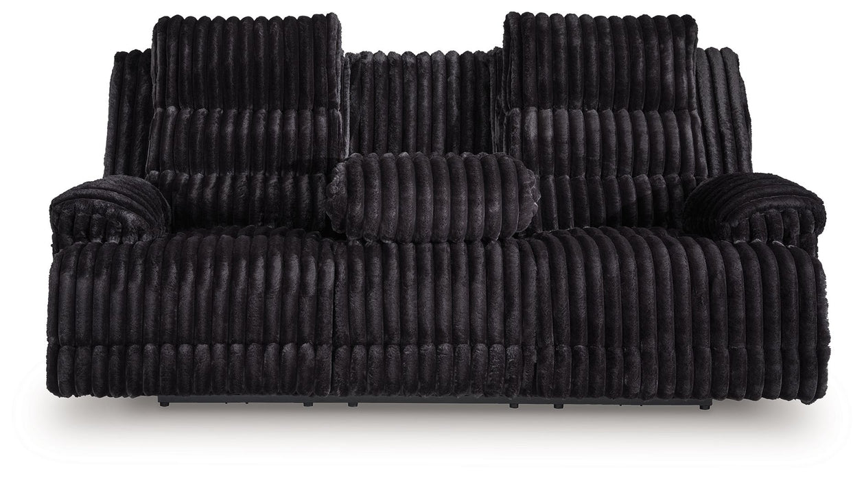 Rhine Falls - Onyx - Reclining Power Sofa With Drop Down Table