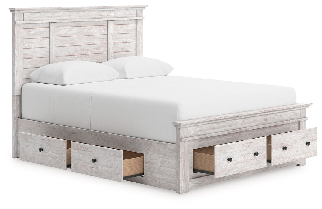 Makidern - Panel Storage Bed With 2 Under Bed Storage Units