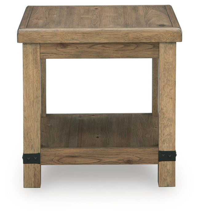 Ridgester - Rectangular End Table - Light Brown