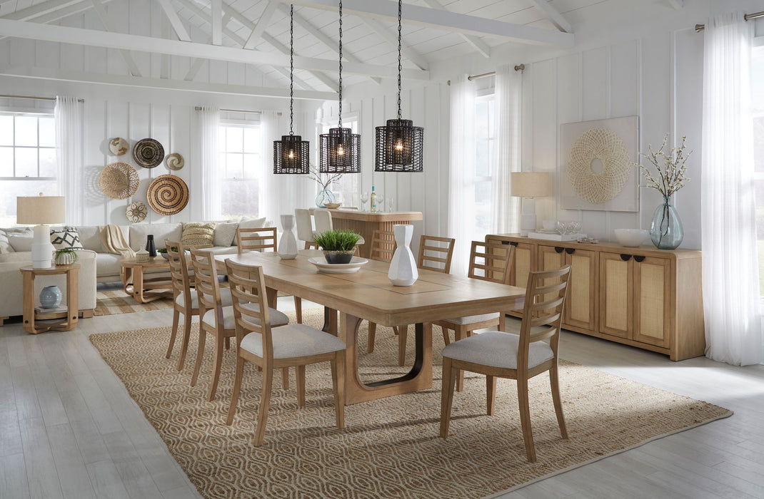 Escape - Dining Table With Extensions - Glazed Natural Oak / Black Metal Trim