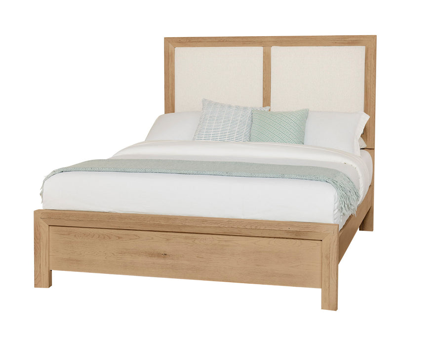 Custom Express - California King Upholstered Bed - Linen / Clear Oak