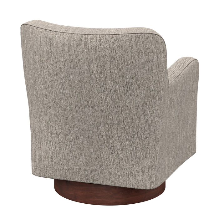 Clara - Swivel Chair With Wood Base - Speckled Tan