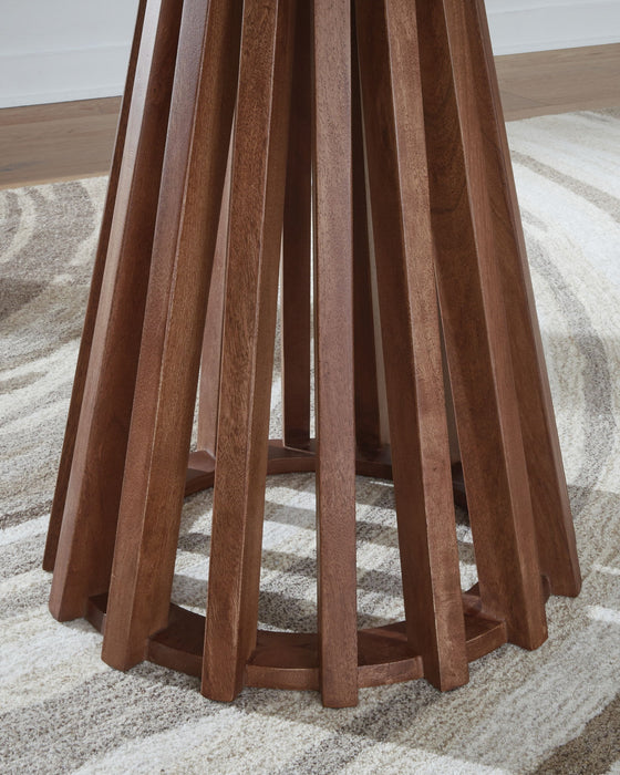 Kallari - Warm Brown / Black - Round End Table