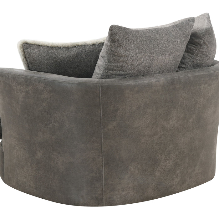 Berlin - Swivel Chair - Gray Herringbone & Sanded Microfiber