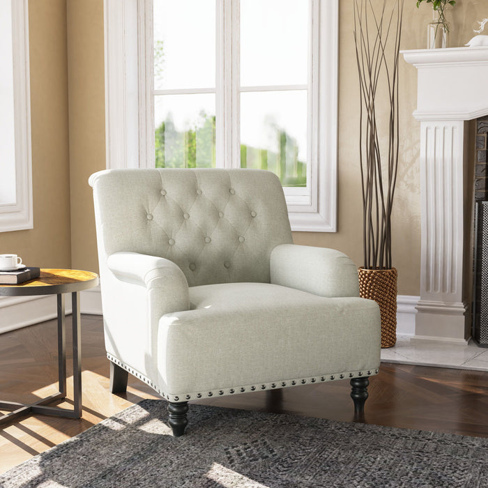 Layla - Accent Chair - Beige Herringbone