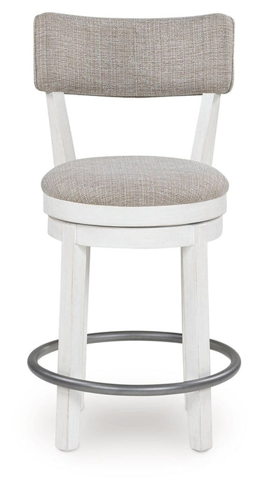 Robbinsdale - Antique White - Upholstered Swivel Barstool (Set of 2)