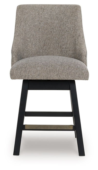 Neymorton - Dark Grayish Brown - Upholstered Swivel Barstool (Set of 2)