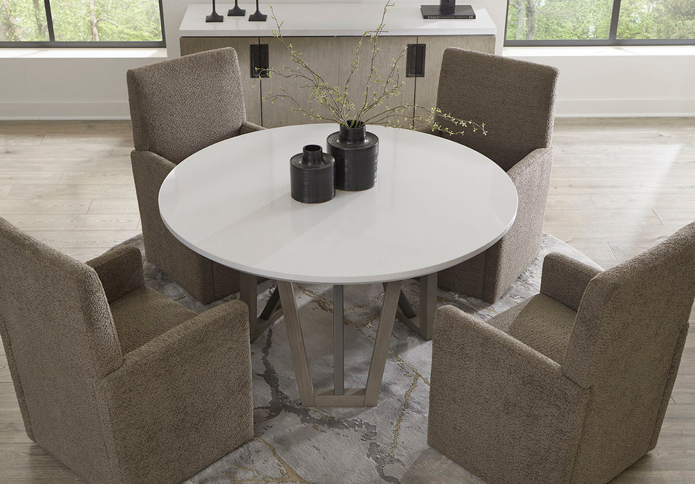 Pure Modern Dining - 54" Round Table With Wood Base - Moonstone