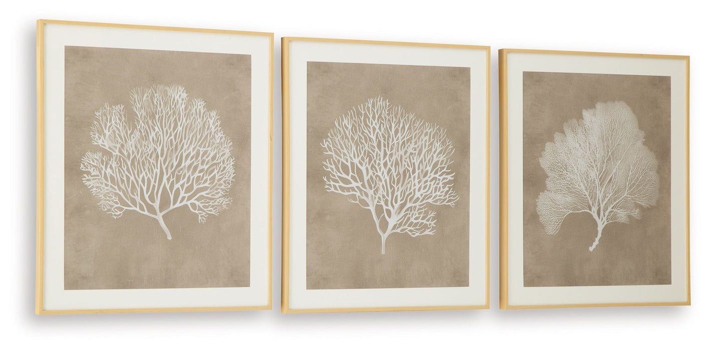 Hendridge - Taupe / White - Wall Art Set (Set of 3)