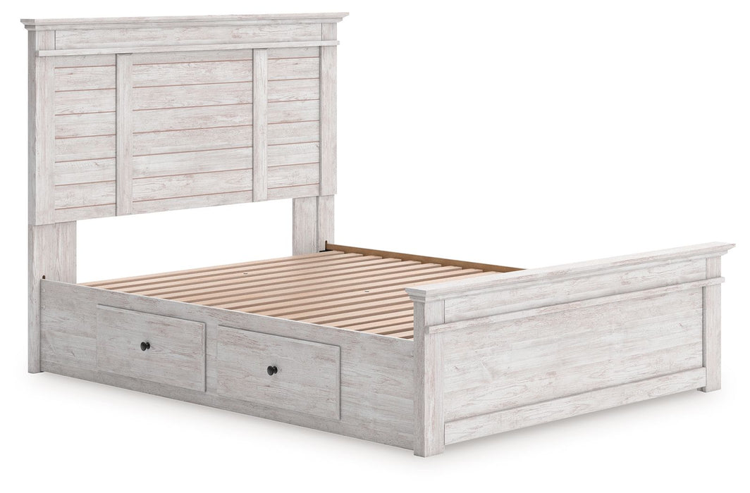 Makidern - Panel Storage Bed With 2 Under Bed Storage Units