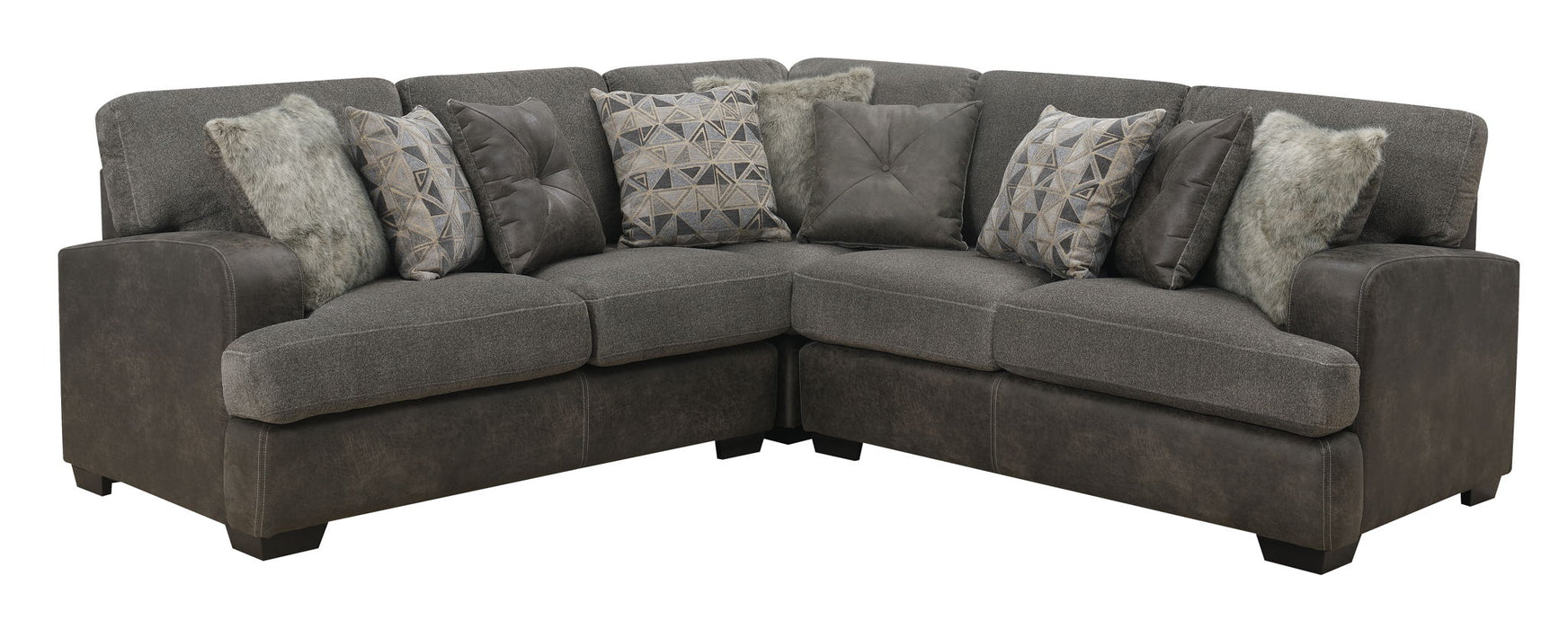 Berlin - 3 Piece Sectional Fabric - Gray & Sanded