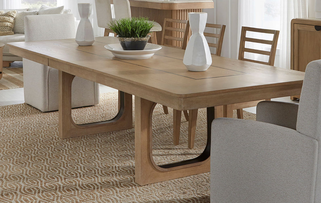 Escape - Dining Table With Extensions - Glazed Natural Oak / Black Metal Trim