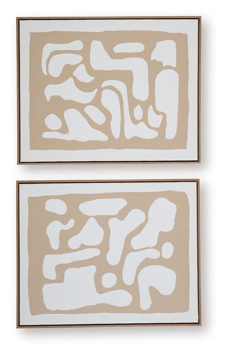Waldett - Beige / White - Wall Art Set (Set of 2)