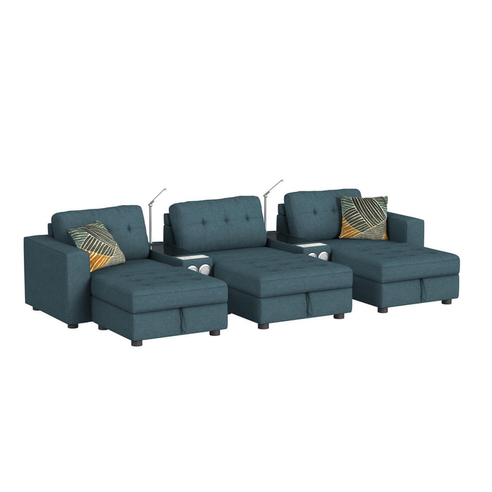 Options One - Living Room Set Sectional With Media Console And 3 Ottomans