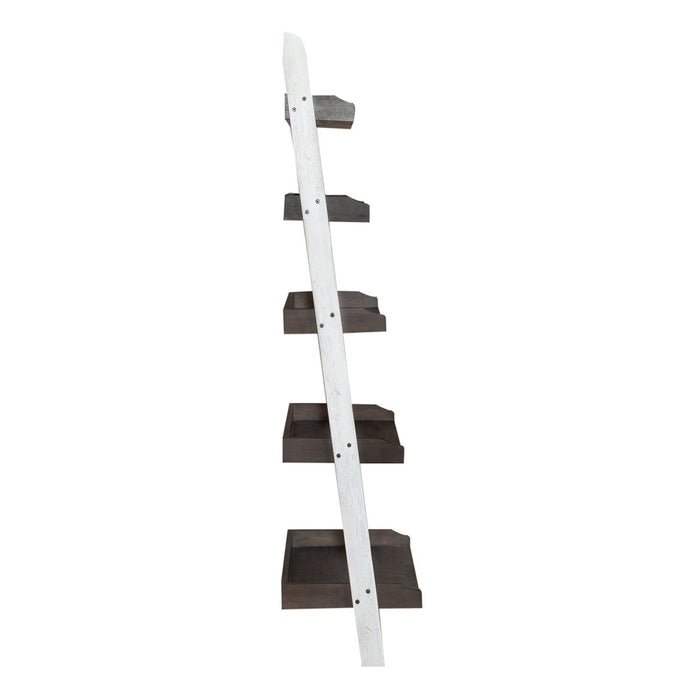 Farmhouse - Leaning Bookcase - Two Tone White / Wood Tone
