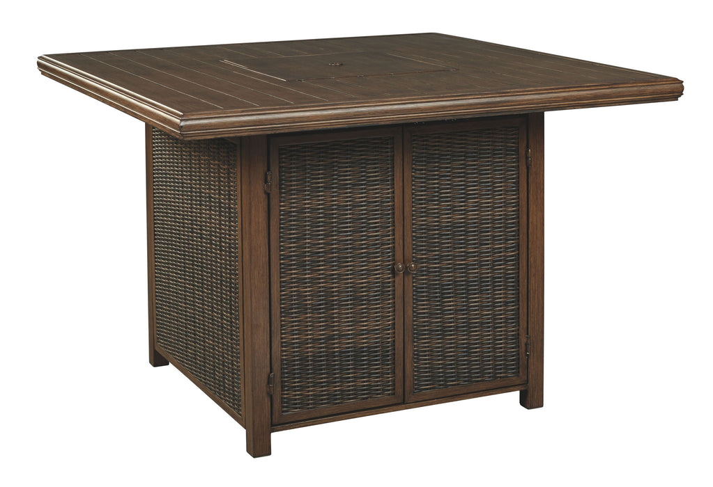 Paradise Trail - Medium Brown - Square Bar Table w/Fire Pit