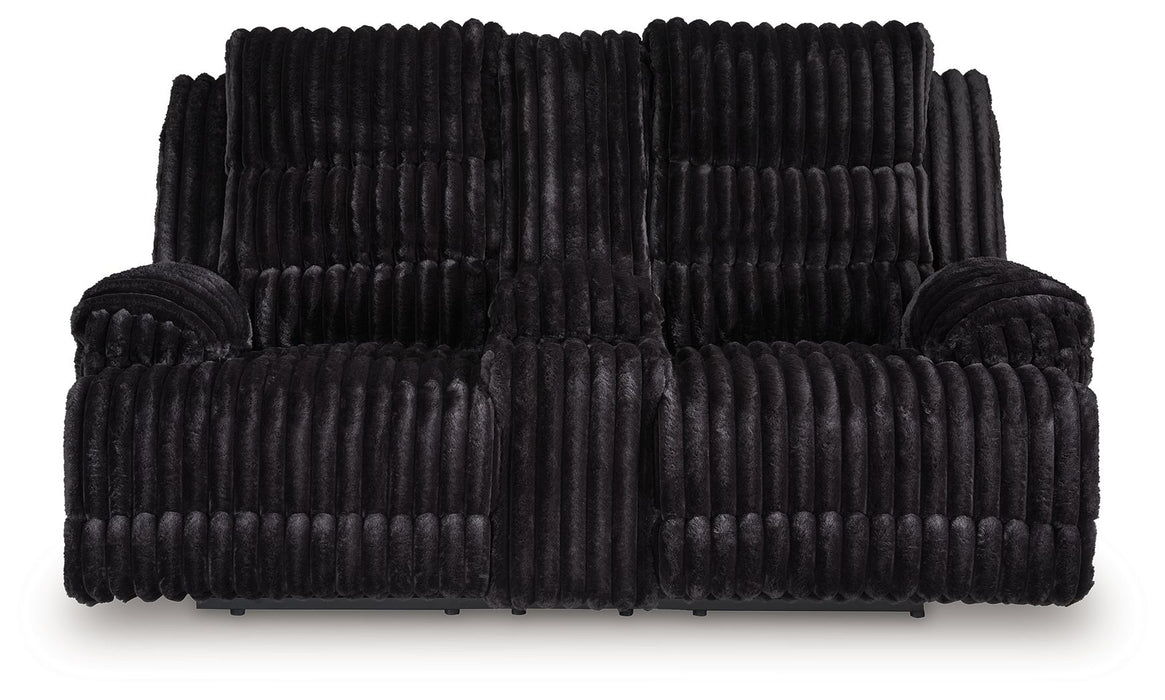 Rhine Falls - Onyx - Double Reclining Power Loveseat With Console