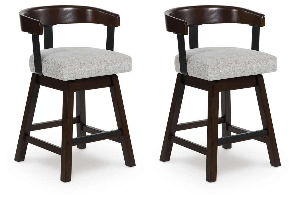 Haddigan - Dark Brown - Upholstered Swivel Barstool (Set of 2)