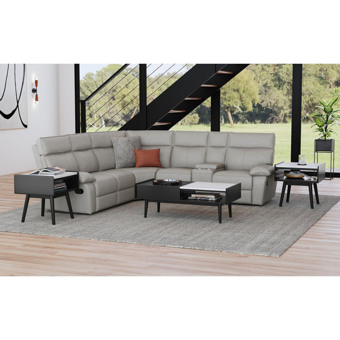 Lanette - End Table With White Marble Top - Black