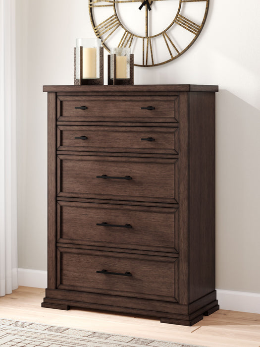 Taffenbrook - Medium Brown - Five Drawer Chest