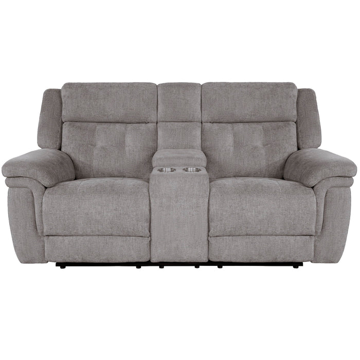 Richland - Power Reclining Console Loveseat - Bristol Gray