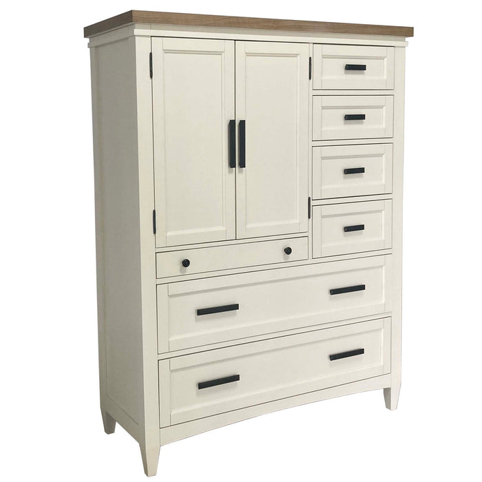 Americana Modern Bedroom - 7 Drawer Door Chest With Workstation - Cotton
