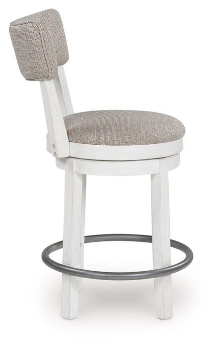 Robbinsdale - Antique White - Upholstered Swivel Barstool (Set of 2)