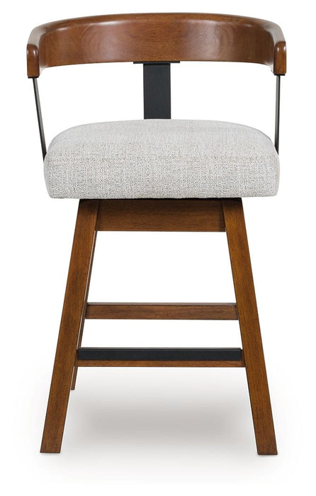 Ralene - Medium Brown - Upholstered Swivel Barstool (Set of 2)