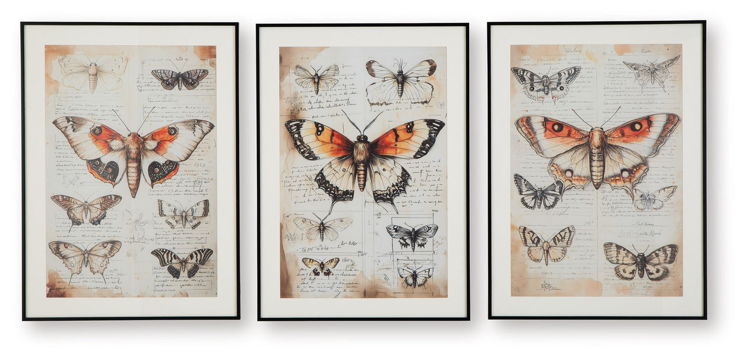 Jossletts - Orange / Black / Ivory - Wall Art Set (Set of 3)