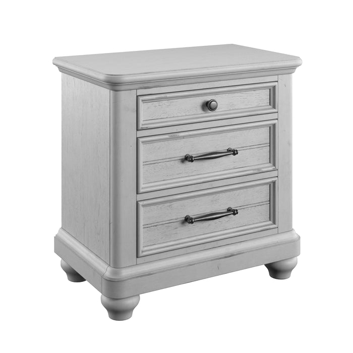 New Haven - Nightstand With USB - Oyster Shell