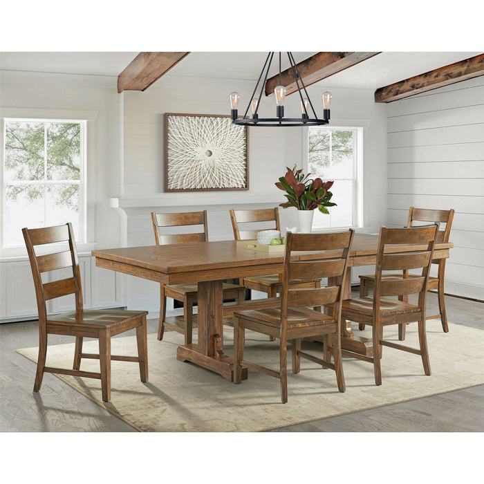 Silas - 7 Piece Dining Set-Table & Six Side Chairs - Antique Oak
