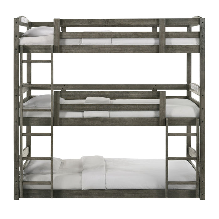 Trey - Triple Twin Bunk - Gray Wire Brushed