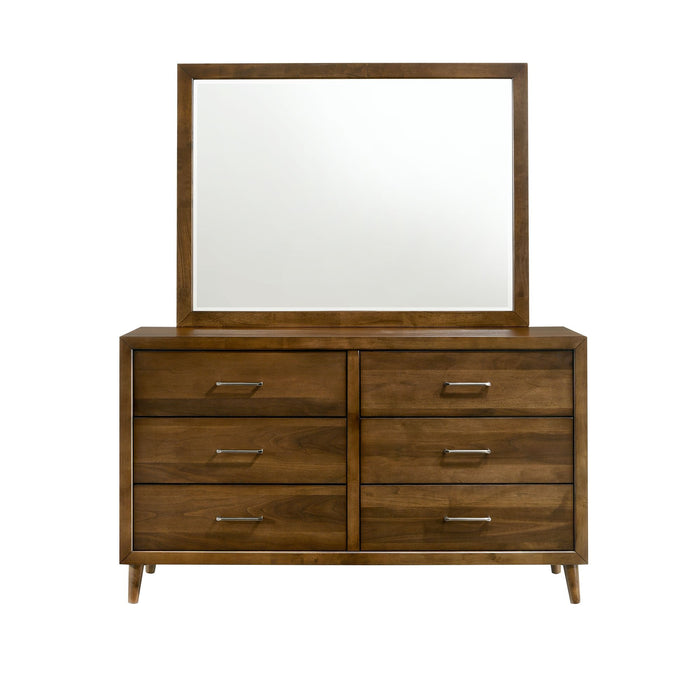 Malibu - 6 Drawer Dresser & Mirror - Walnut