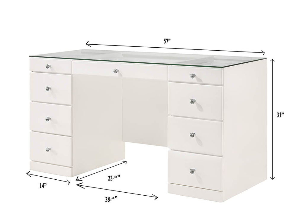 Avery - Vanity Desk With Glass Top