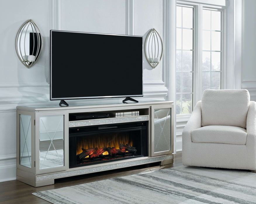 Flamory - Silver - LG TV Stand W/Fireplace Option