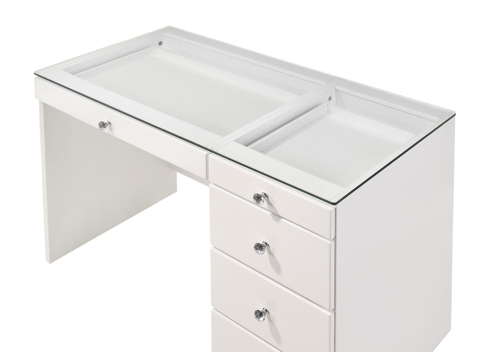 Morgan - Vanity Desk With Glass Top And Led Mirror