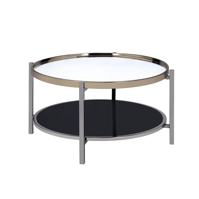 Edith - 2 Piece Occasional Table Set, Coffee Table & End Table - Dark Nickel