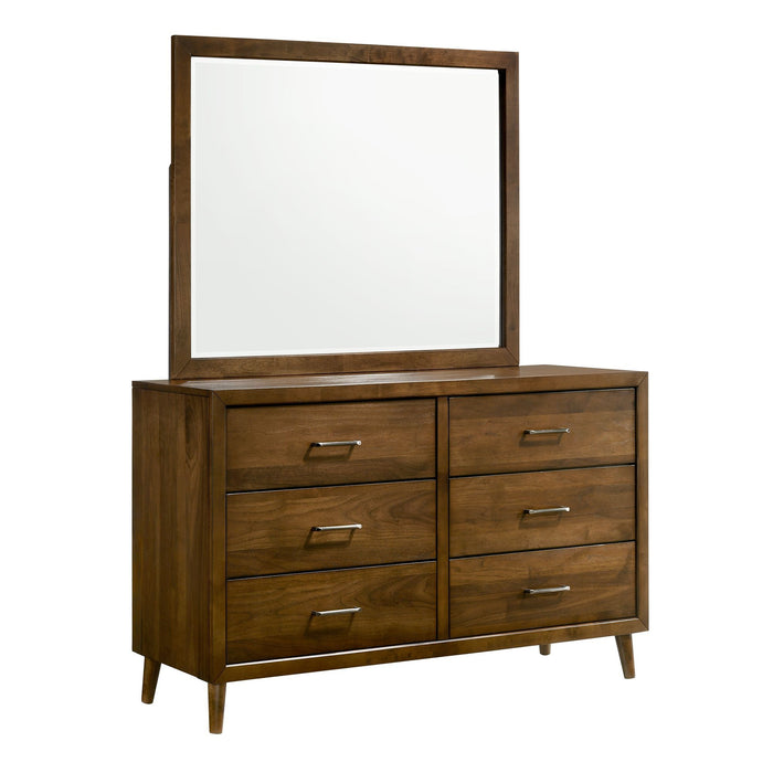 Malibu - 6 Drawer Dresser & Mirror - Walnut