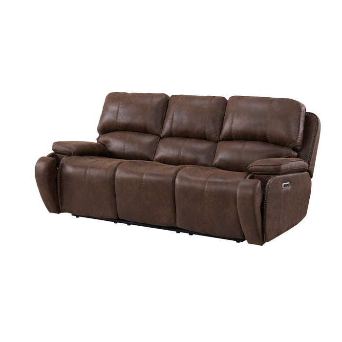 Atlantis - Power Motion Sofa with Power Motion Head Recliner - Heritage Brown