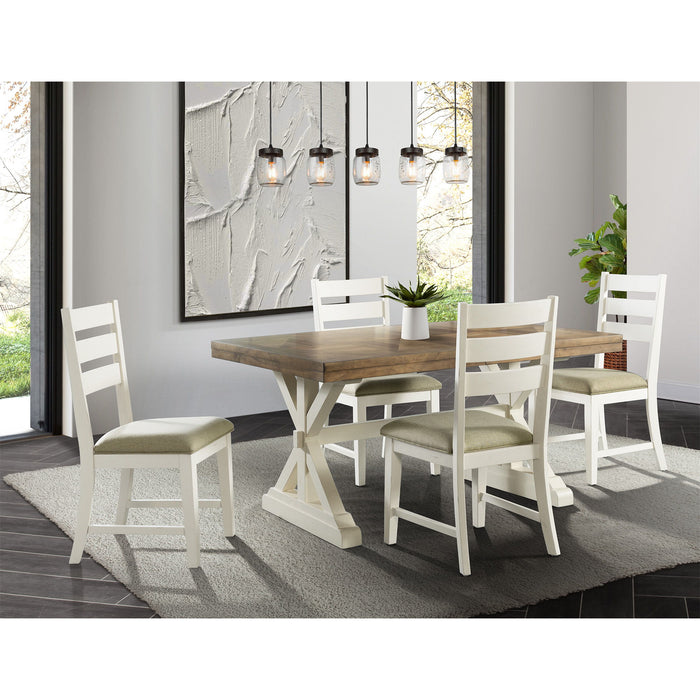 Park Creek - Rectangle 5 Piece Dining Set-Table And Four Chairs - Cottage White Finish
