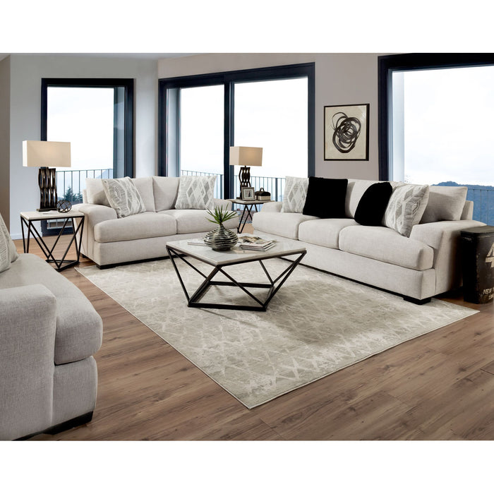 9010 - Sofa - Fentasy Silver With 2 Pillows Naples Black, 2 Pillows Exotica Birch